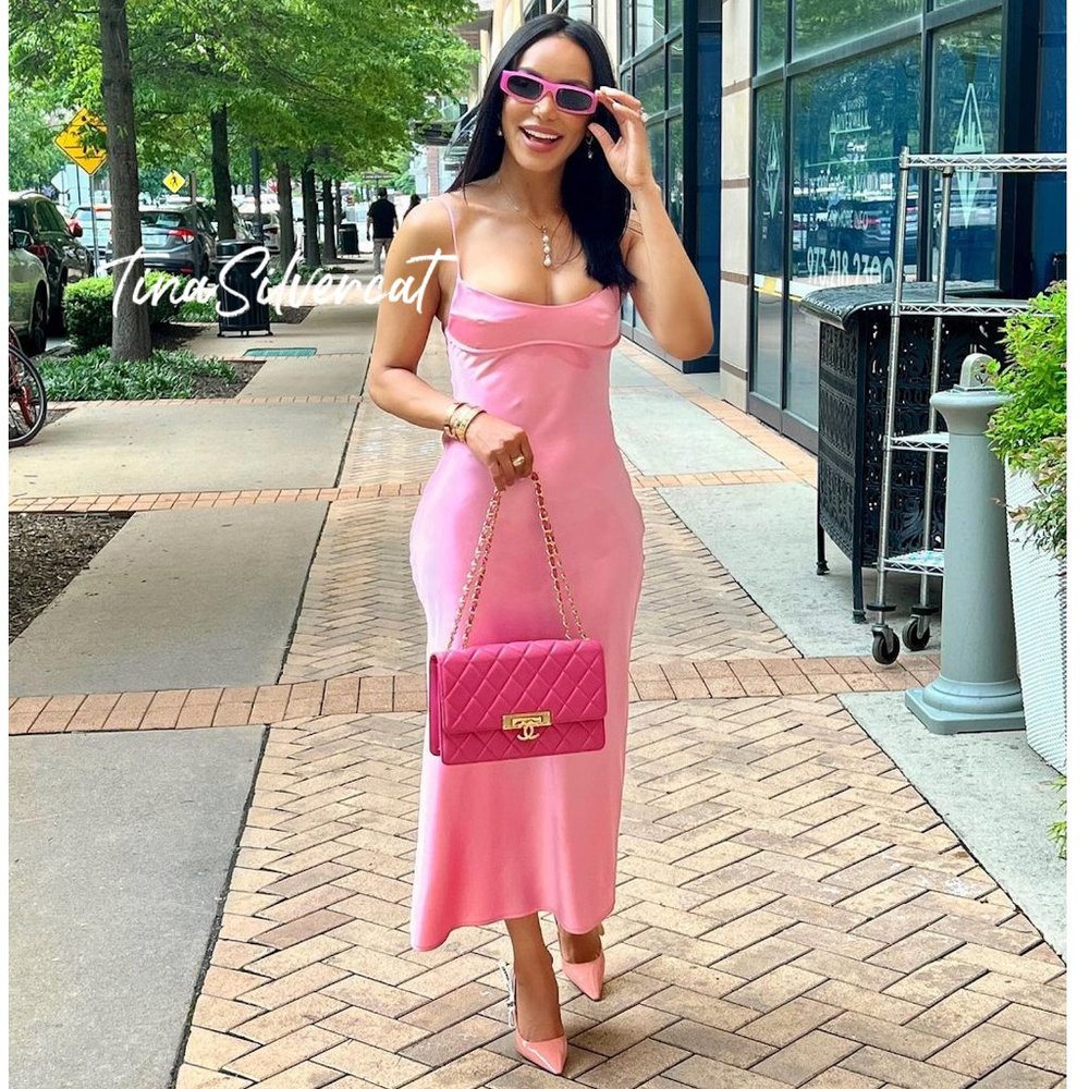 Zara Pink Satin Effect Cut Out Dress Size Large NWT - Picture 9 of 16